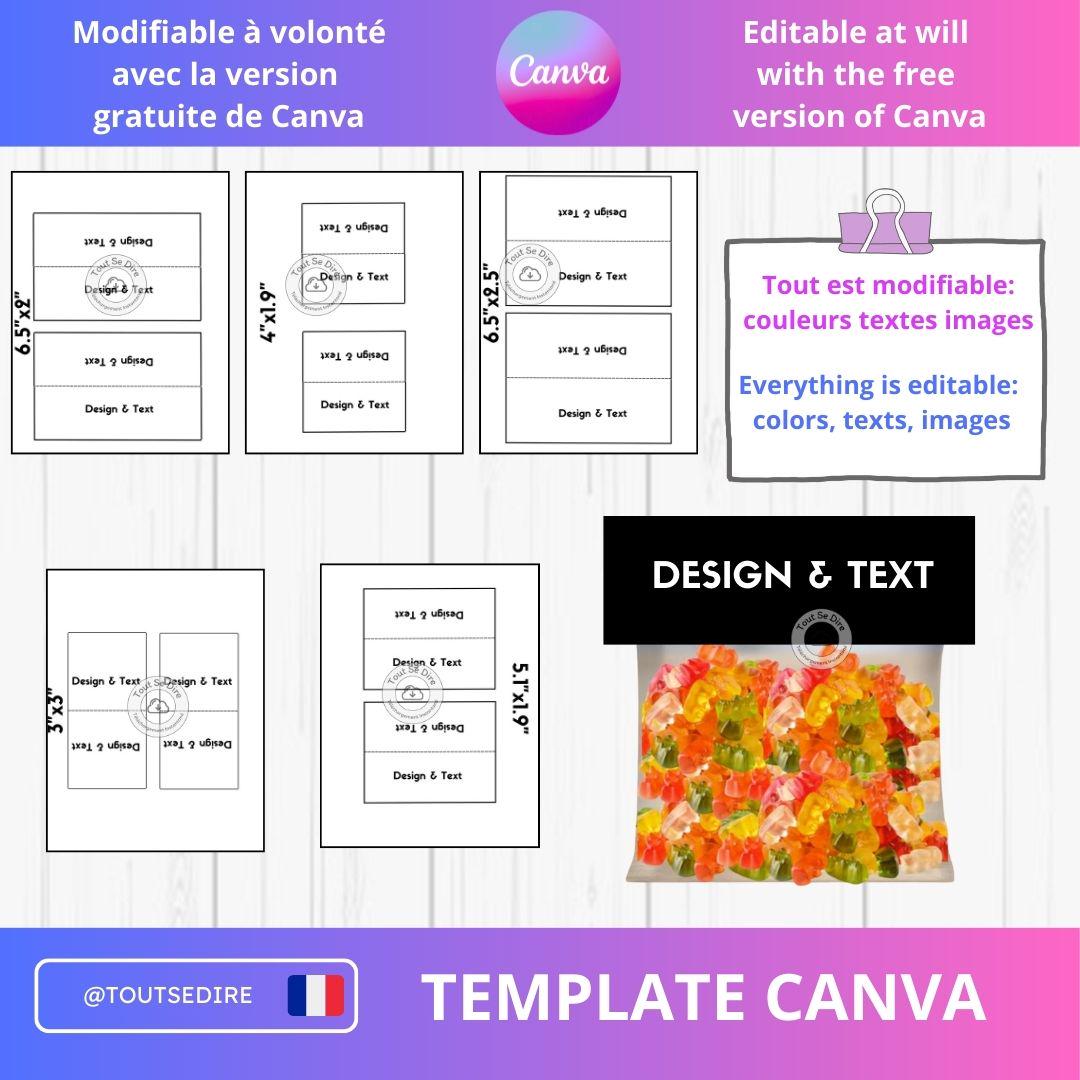 Download Template Blank Candy Bag Label to Customize Editable Text Colors Canva Party Bag ToutSeDire