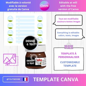 Download Template Label to customize Drag and drop 25g pot of spread Nutella packaging editable Canva ToutSeDire
