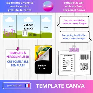Download Template Label to customize Drag and drop 15 cl soda can Editable can packaging Canva ToutSeDire