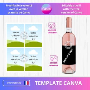 Downloadable Party Packaging Template: Editable Canva Wine Bottle Label 9x12 cm - Customizable - ToutSeDire