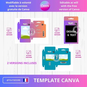 Téléchargement Template boîte de cartes à jouer vierge à personnaliser texte couleur modifiable à volonté avec Canva gratuit ToutSeDire