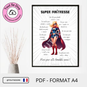 PDF download French Super mistress, A4 poster thank you original end of school year gift, blonde mistress Say everything to yourself