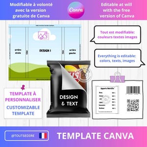 Téléchargement Template Fête Emballage Canva étiquette pour sachet de chips individuel à personnaliser sac de chips modifiable ToutSeDire