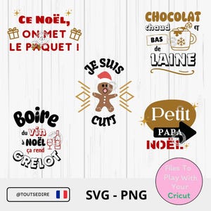 Download Christmas Quotes Bundle Santa Claus Bag Santa Biscuit SVG French Christmas Bag Reindeer Digital files Cricut Svg Png ToutSeDire
