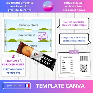 Scarica il modello di confezione per feste Barretta di cereali Nutella etichetta modificabile Canva B-Pronto per personalizzare KinderToutSeDire
