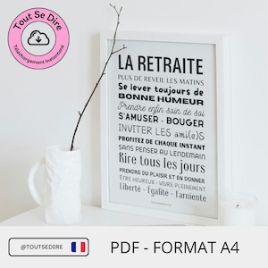 Téléchargement immédiat français Carte Affiche La Retraite à télécharger et imprimer par vos soins ToutSeDire