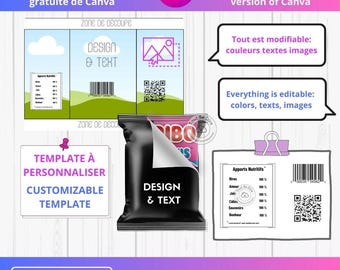 Modello Canva scaricabile: confezione personalizzabile per sacchetti di caramelle Haribo, etichetta modificabile per sacchetti di caramelle individuali (ToutSeDire)