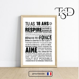 Instant download French Card Poster birthday 18 years majority to download and print by yourself ToutSeDire