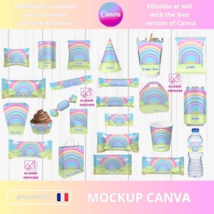 Descarga Pack 24 Mockups de Fiesta Personalizables Canva Kinder Candy Fruit Juice para exhibir tus productos ToutSeDire