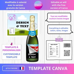 Téléchargement Template Fête Emballage bouteille de mousseux modifiable Canva étiquette Champomy à personnaliser ToutSeDire
