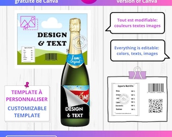 Téléchargement Template Fête Emballage bouteille de mousseux modifiable Canva étiquette Champomy à personnaliser ToutSeDire