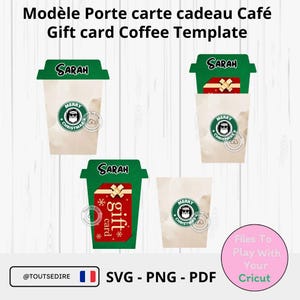 TÉLÉCHARGEMENT immédiat Carte cadeau Coffee SVG PNG Template Cricut Silhouette Cut file Digital Coffee mug cup birthday Christmas ToutSeDire