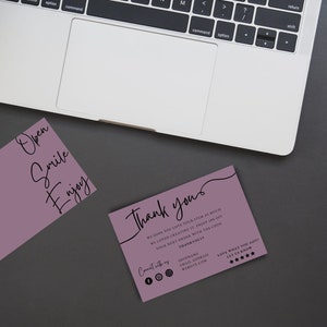 Plantilla de tarjeta de agradecimiento, tarjeta de agradecimiento comercial editable, tarjeta de inserción de paquete personalizable