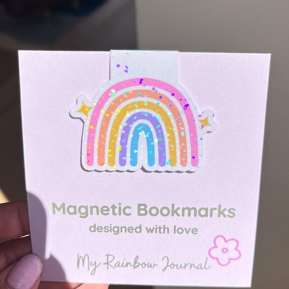 Rainbow Magnetic Holographic Bookmark, Cute Rainbow Bookmark Gift for Kids, Gift for Book Lovers, Book Club Gift, Bookish Gifts