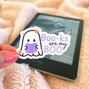 Cute Bookish Ghostie Waterproof Sticker, Books Are My Boo Ghost Sticker ...