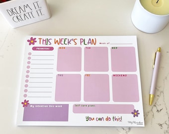 Weekly Planner Notepad, Cute Stationery for Her, Floral Prints Desk Weekly Planner Pad for Teacher, Stationery Holiday Gift Ideas for Her