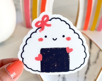 Onigiri Rice Ball Sticker, Cute Kawaii Japanese Food Sticker, Asian Foodie Waterproof Decal