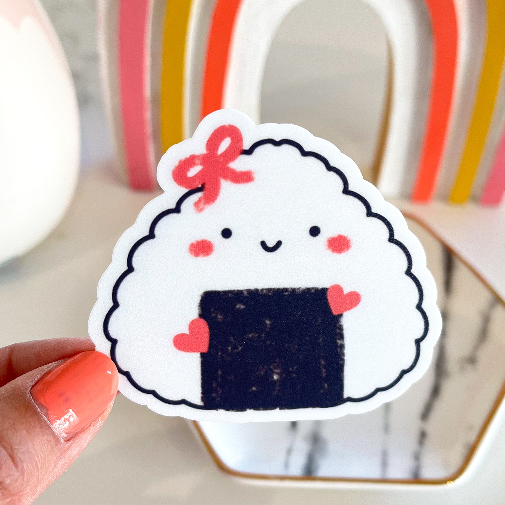 Onigiri Rice Ball Sticker, Cute Kawaii Japanese Food Sticker, Asian ...