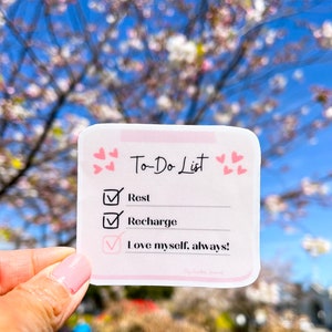 Self Care Checklist Sticker, Positive Mental Health Sticker, Waterproof Vinyl Decal, Love Yourself