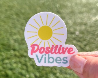 Positive Vibes Sticker, Sun Decal, Waterproof Vinyl Sticker, Water Bottle Laptop Sticker