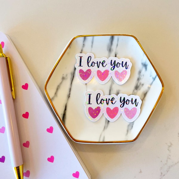 I Love You Sticker, Cute Aesthetic Pink Hearts Sticker, I Love You Waterproof Decal, Mother's Day Gift, Gifts for Kids