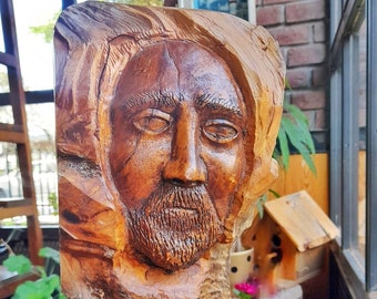 Unique Handmade Wood Carving Sculpture on Stand - Artistic Home Decor | Handcrafted Wood Art | Elegant Decorative Piece