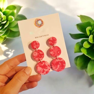 Handmade Polymer Clay Pink Earrings | Colorful Statement Jewelry | Unique Boho Dangle Earrings | Gift for Her