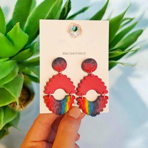 Handmade Polymer Clay Pink Earrings | Colorful Statement Jewelry | Unique Boho Dangle Earrings | Gift for Her
