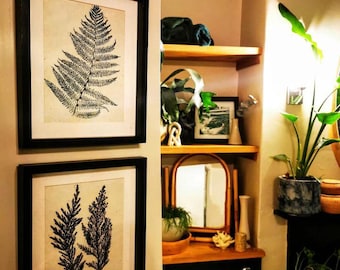 Handcrafted Fern Print: Caligo Safe Ink, Sustainable Botanical Art