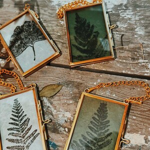 Fern Print in Gold Mini Hanging Frame: Recycled Nature Decor