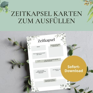 Zeitkapsel Karten Hochzeiten | Gästebuchkarten Hochzeit | Spiel Hochzeit Zukunft | PDF Download | Eukalyptus | Alternative Gästebuch