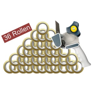 REUSCHENBACH Paketklebeband Verpackungsklebeband 36 Rollen + Handabroller