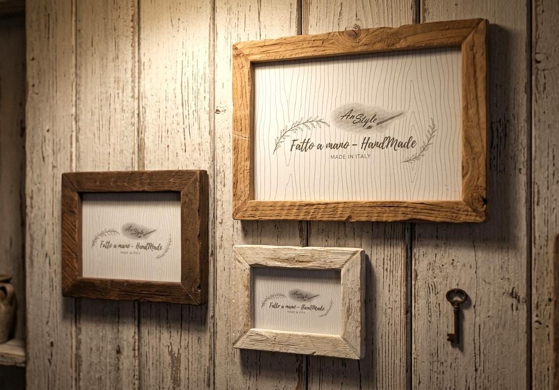 Cornice portafoto in legno massiccio, stile vintage, retrò, 68,8 x 96,6 cm, in bianco e oro barocco, con vetro sintetico infrangibile e antiriflesso