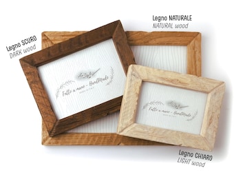 Marco de fotos de madera rústica con cristal, hecho a mano en varios tamaños.