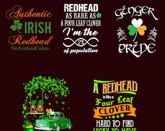 St Patrick's Day Redhead Designs Png, Irish Redhead Png, Four Leaf Clover Redhead Svg, Ginger Pride Png, Redhead Patrick Day Png,Redhead Png