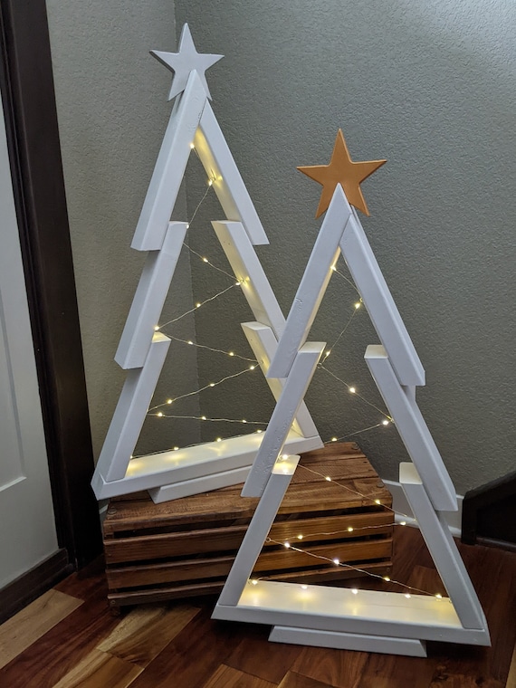 Handmade XL Wooden Christmas Tree – Rustic LED Lit Indoor/outdoor