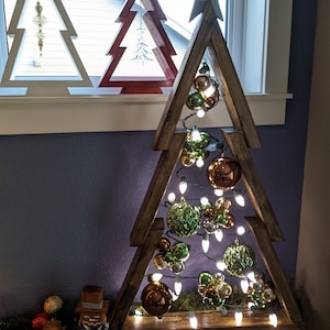 Premium Extra Extra Large Wooden Porch or Tabletop Christmas Tree with Indoor/Outdoor LED Lights - Sustainable Christmas Décor - 40 inches