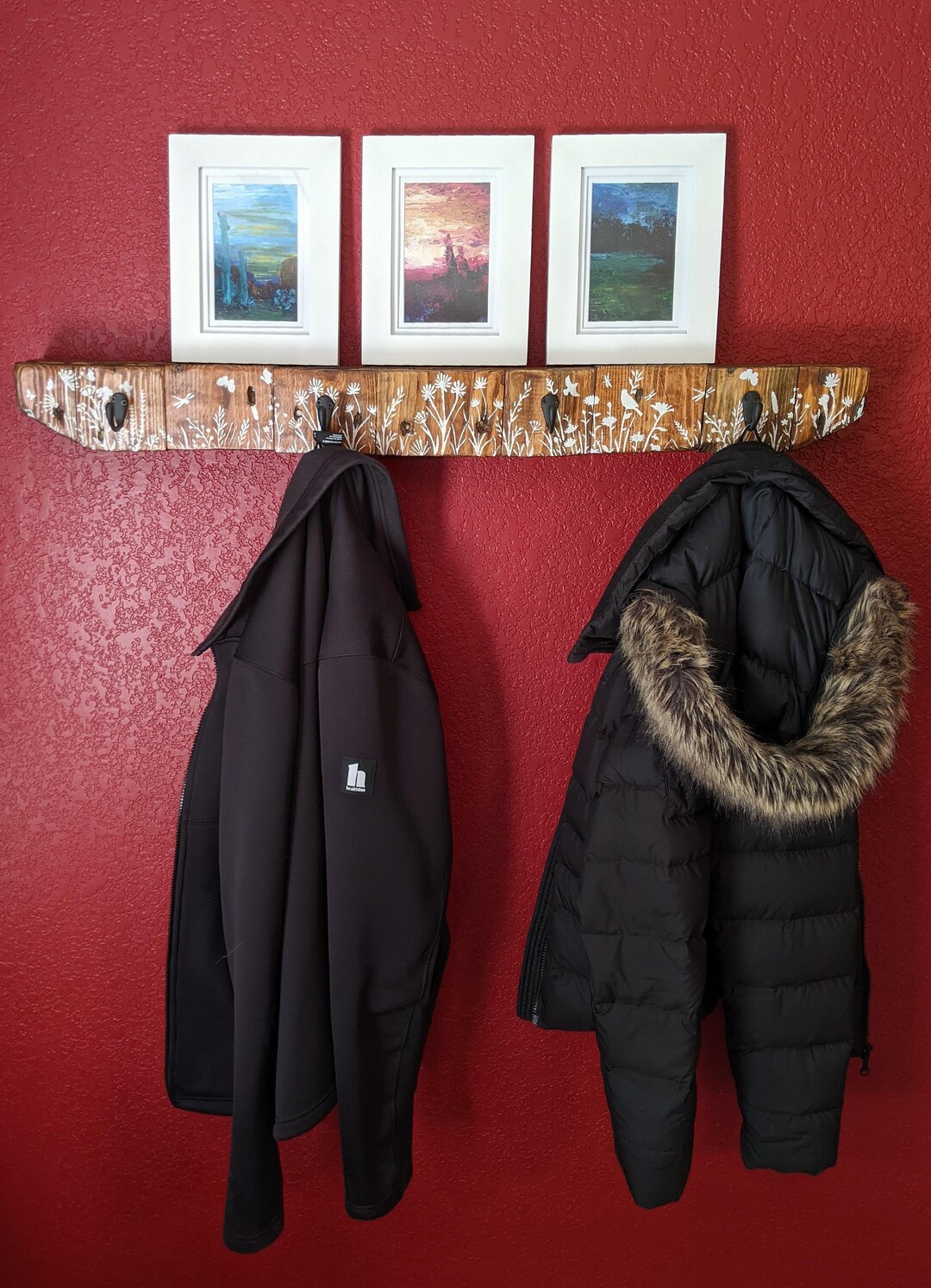 Coat Rack With Small Shelf Blanket Rack Rustic Reclaimed Chunky Wood