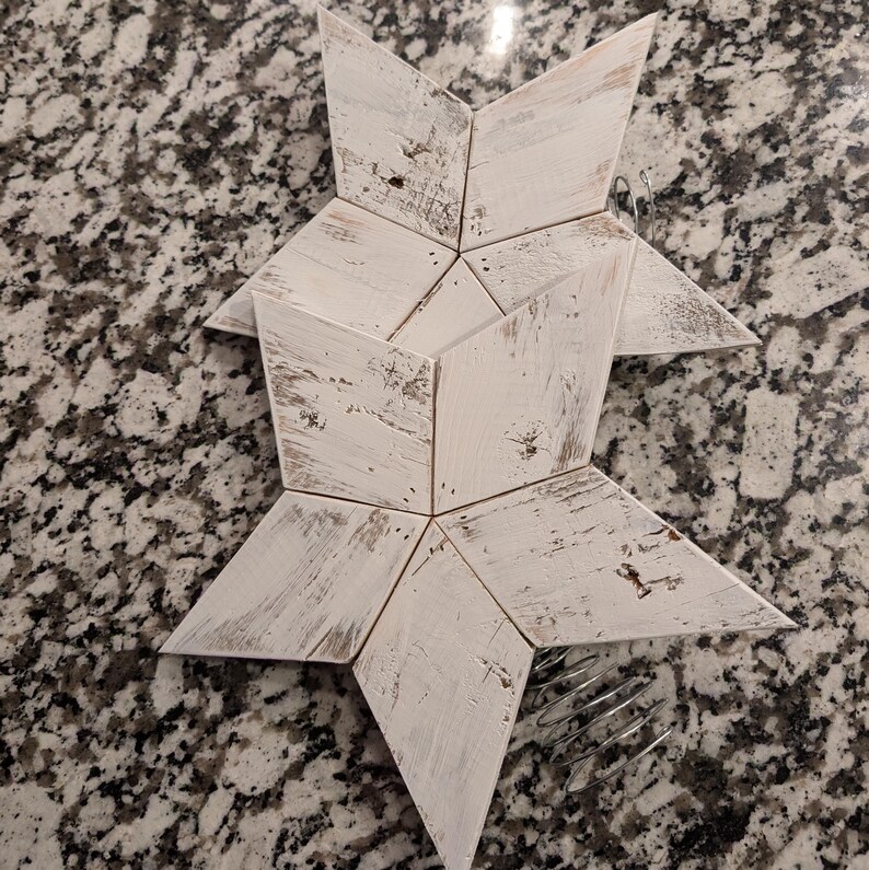 Rustic Whitewashed Reclaimed Wood Star Christmas Tree Topper - 11 Inch ...