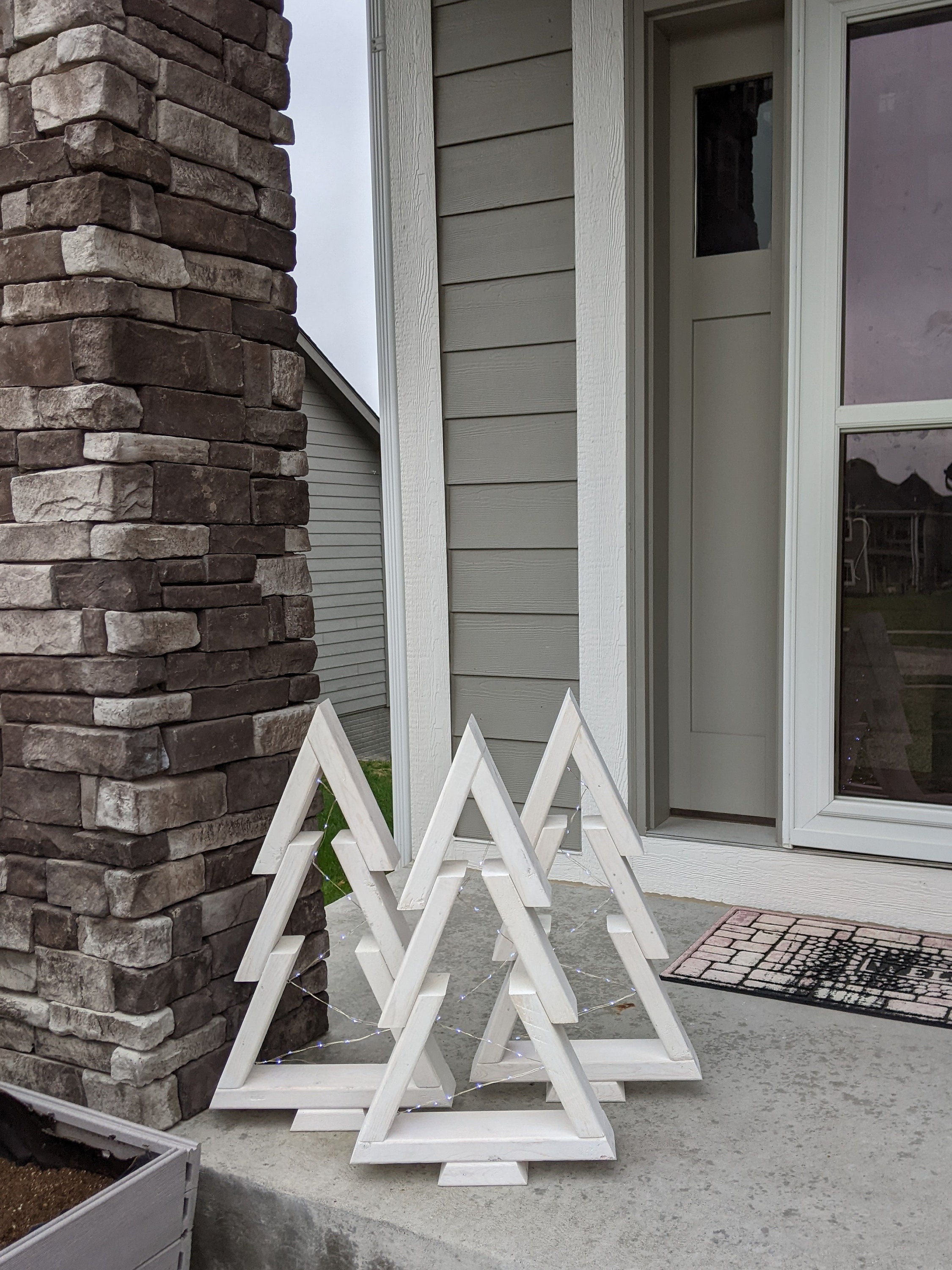Premium Large Wooden Porch or Tabletop Christmas Tree With