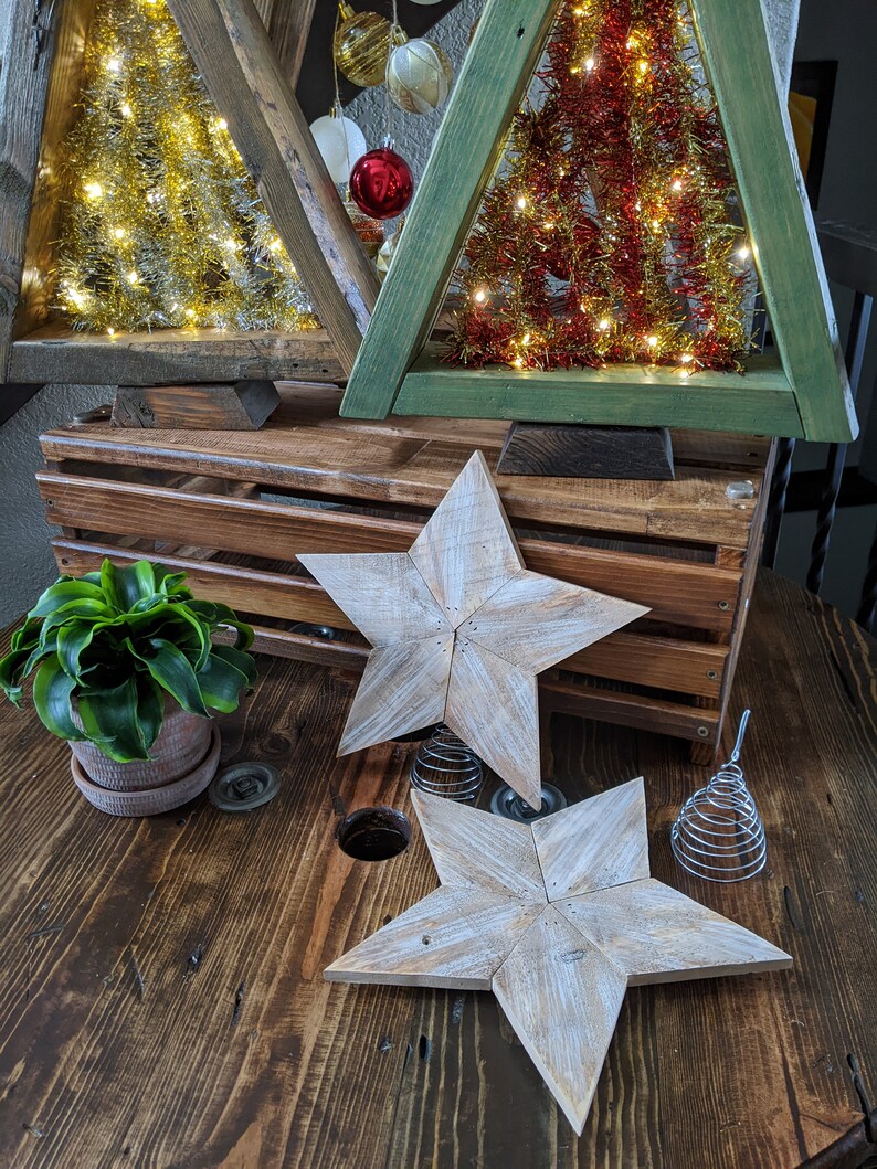 Wood Star Christmas Tree Topper Rustic Reclaimed Wood Farmhouse Style