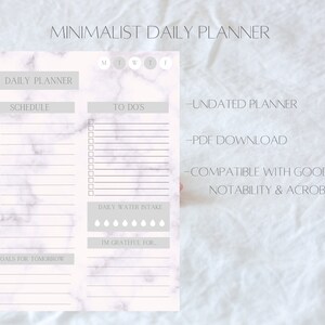 Minimalist Daily Planner, Undated Digital Planner, GoodNotes Planner, Printable PDF Planner, Productivity Planner