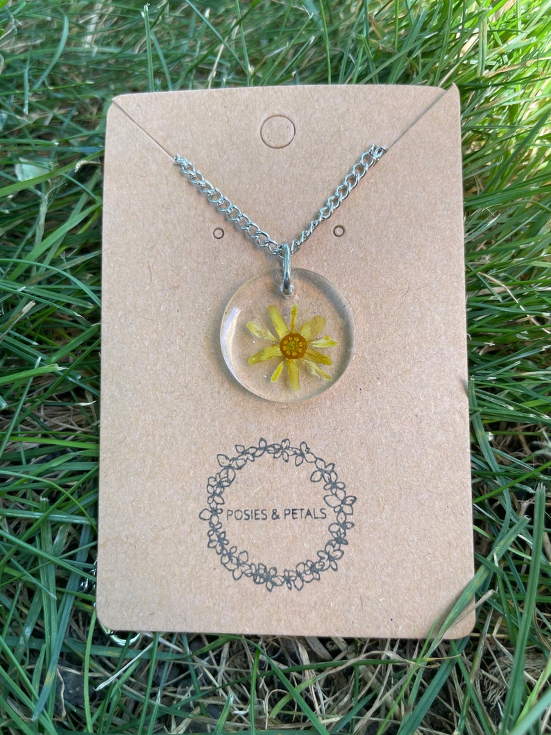 Real Flower Necklace. Flower Jewelry. Preserved Floral. Gold Jewelry