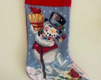 Vintage Nadelspitze Weihnachtsstrümpfe -Weihnachts Strumpf mit Schneemann | Urlaub Mantel Dekor