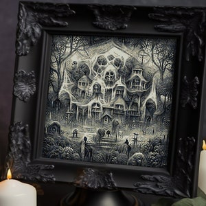 Haunted Gravestones Spirits, Burial ground, Necropolis, Cemetery, Tombs, Boneyard, Churchyard - Cross stitch pattern PDF, Crossstitch