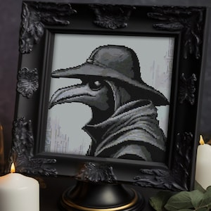 Epidemic, Plague doctor mask, Black Death, Medieval Medic, Pestilence, Healer, Dark, Gothic, Bubonic, Cross stitch pattern PDF, Handicraft