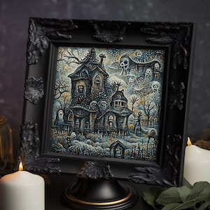 Haunted house, Spooky, Ghostly, Creepy, Cursed, Horror Residence, Poltergeist Lodging, Evil Mansion, Cross stitch pattern PDF, Crossstitch