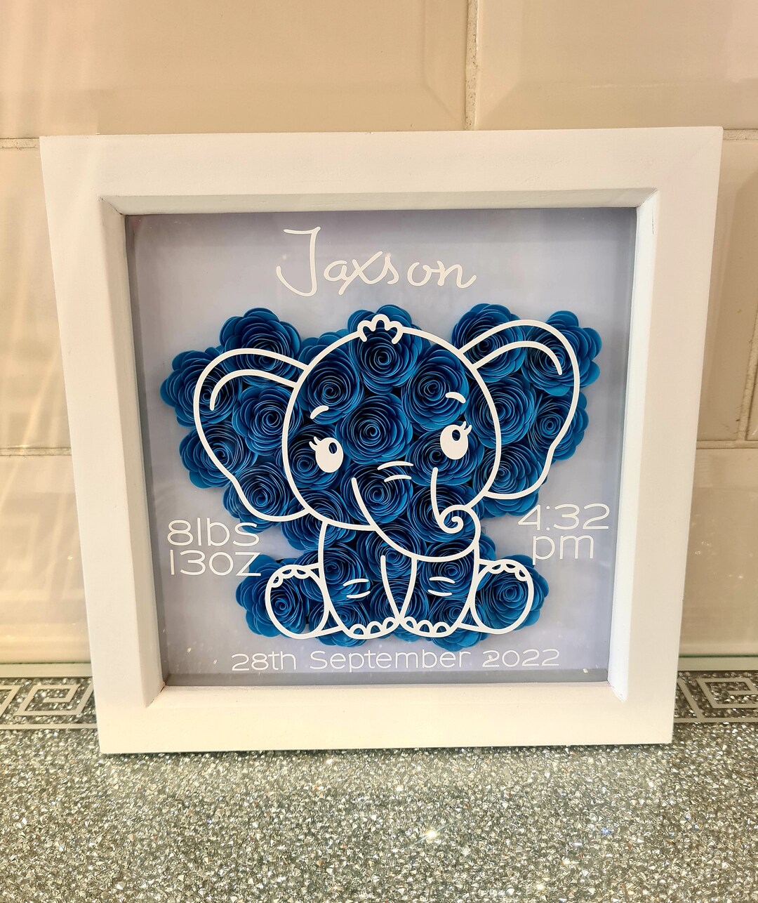 Personalised Baby Elephant Shadow Box New Baby Gift Etsy