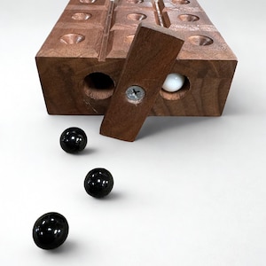 Handmade Wooden Tic Tac Toe Game Box – Travel‑Size Board w/ Marble Pieces & Hidden Storage | Rustic Coffee‑Table Decor | Fun Family Gift