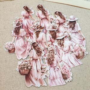 Aufkleber | Mädchen mit Blumen l Mädchen Aufkleber | Personen Aufkleber I Journal Aufkleber | Scrapbooking I Paper Craft I Journaling I 10er Set